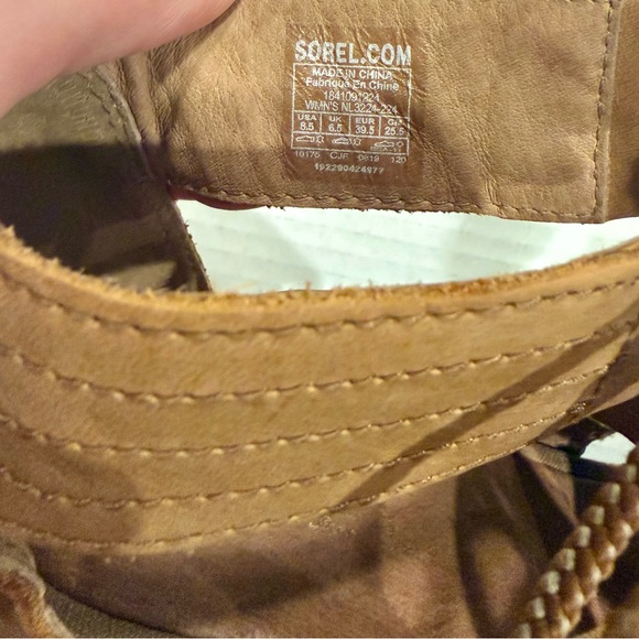SOREL Joanie II Lace Wedge Sandals Brown Leather Size 8.5 - Picture 6 of 6